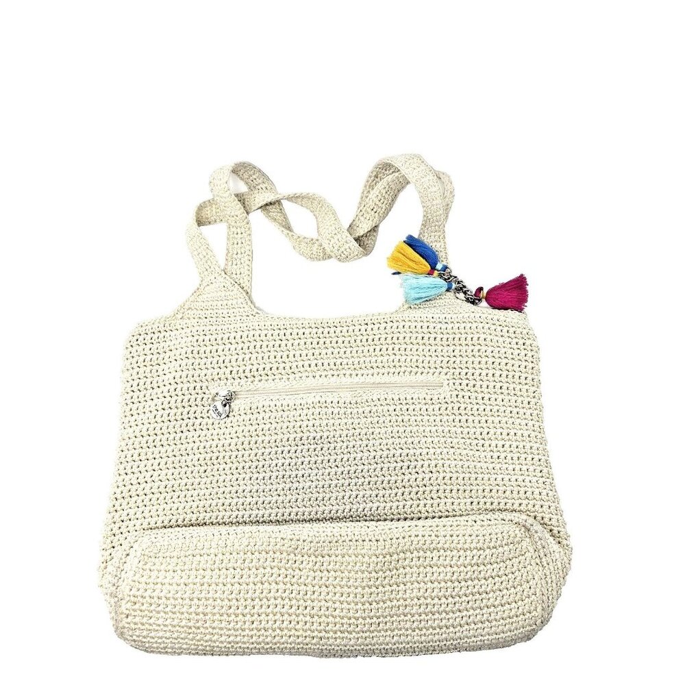 The Sac Ecru Crochet Cactus Flower Hobo Shoulder Bag Tassel Bag Charm Purse - Picture 2 of 8